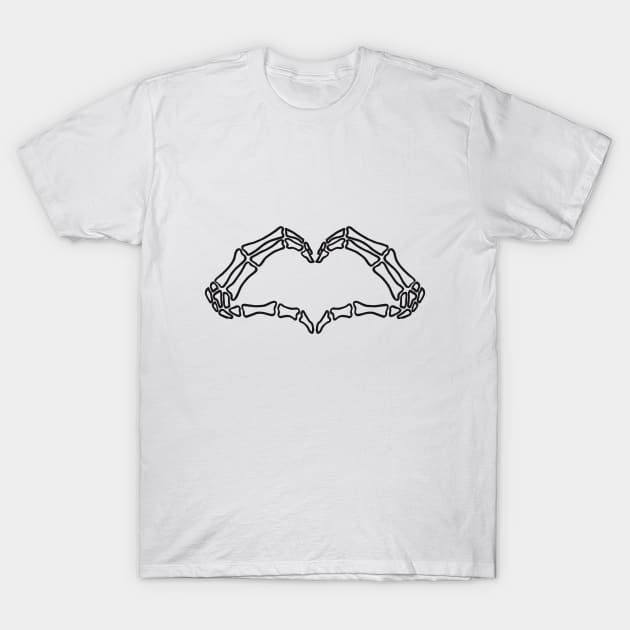 Heart skeleton hand sign T-Shirt by beakraus